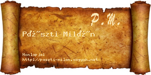 Pászti Milán névjegykártya