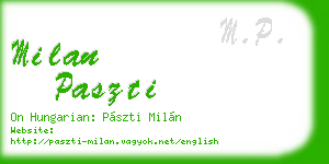 milan paszti business card
