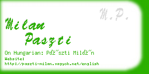 milan paszti business card